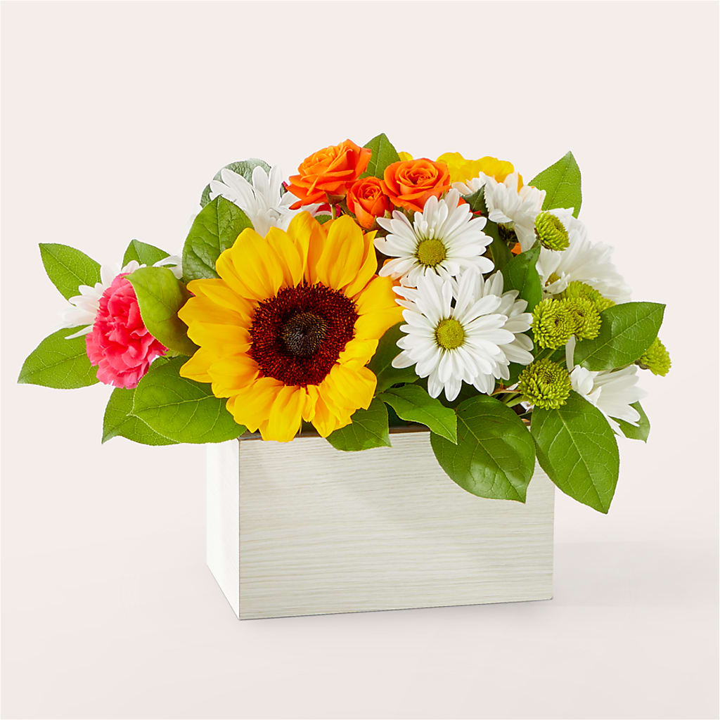 Sun-drenched Blooms Box Bouquet – Floral Design At Evergreen Llc, Princeton NC