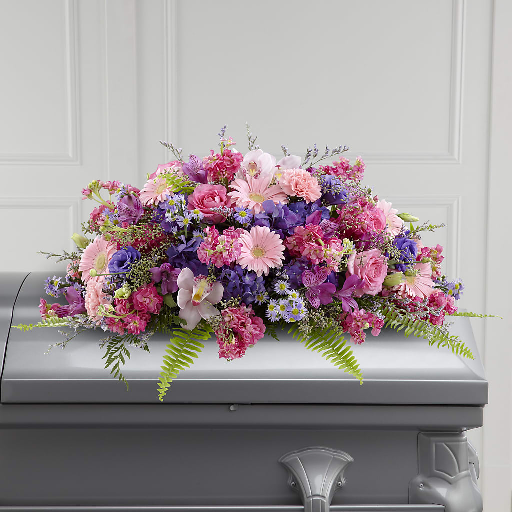Glorious Garden Casket Spray – Floral Design At Evergreen Llc, Princeton NC