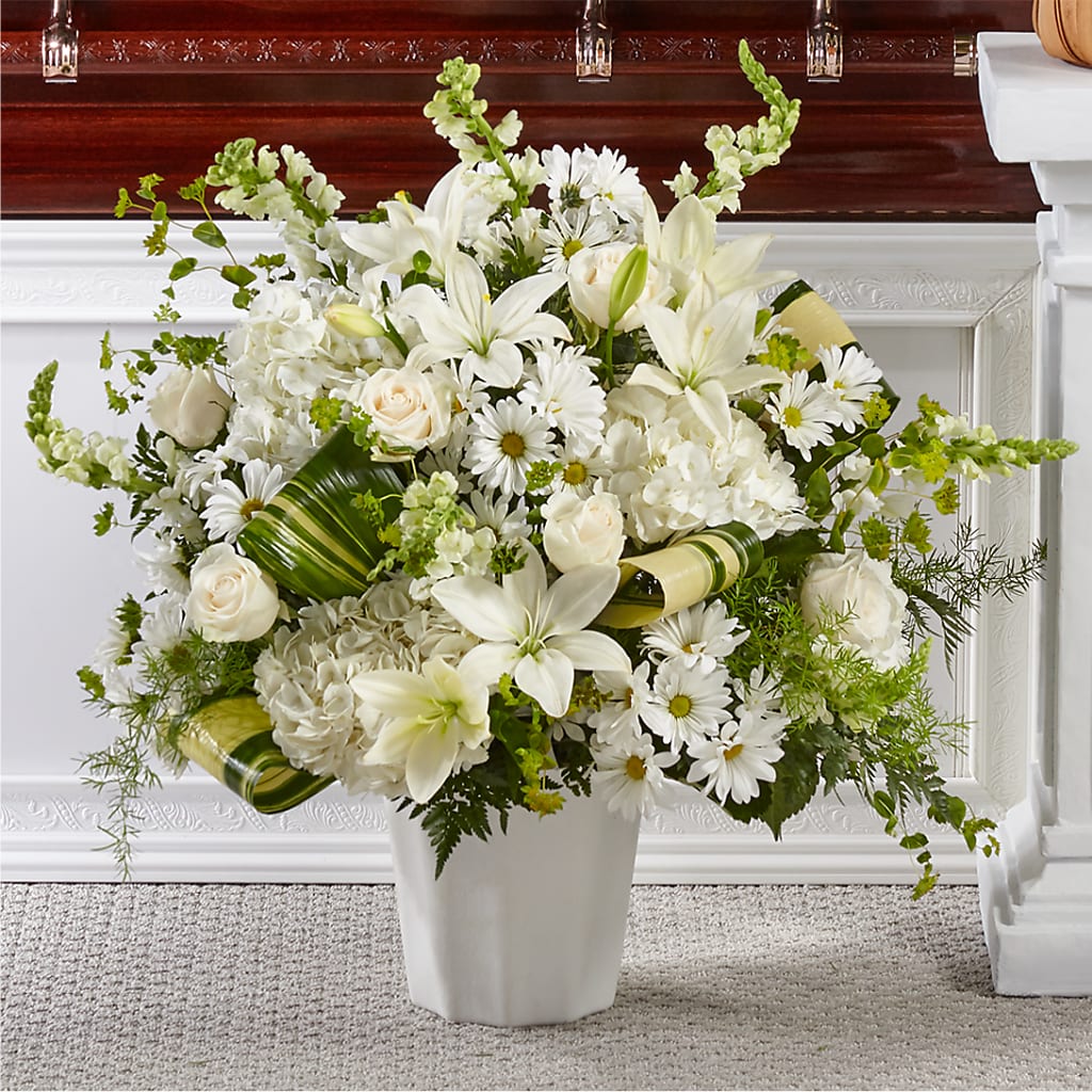 Thoughts of Tranquility Floor Basket – Floral Design At Evergreen Llc, Princeton NC