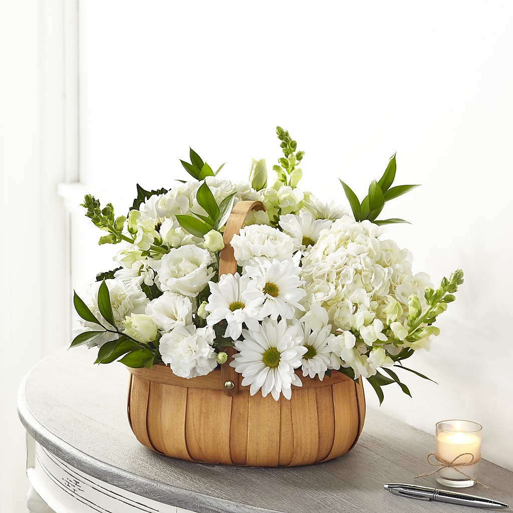 Pure Ivory Basket – Floral Design At Evergreen Llc, Princeton NC