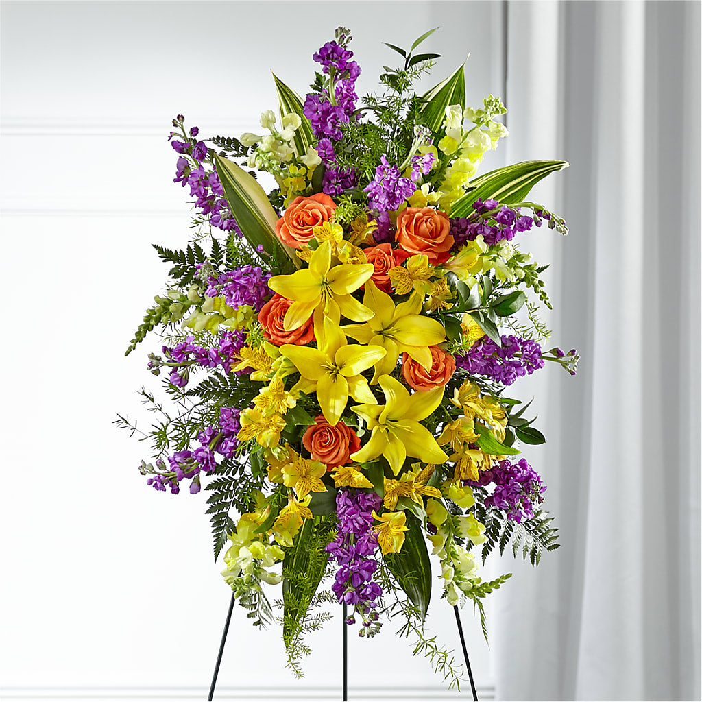 Thoughtful Prayers Standing Spray – Floral Design At Evergreen Llc, Princeton NC