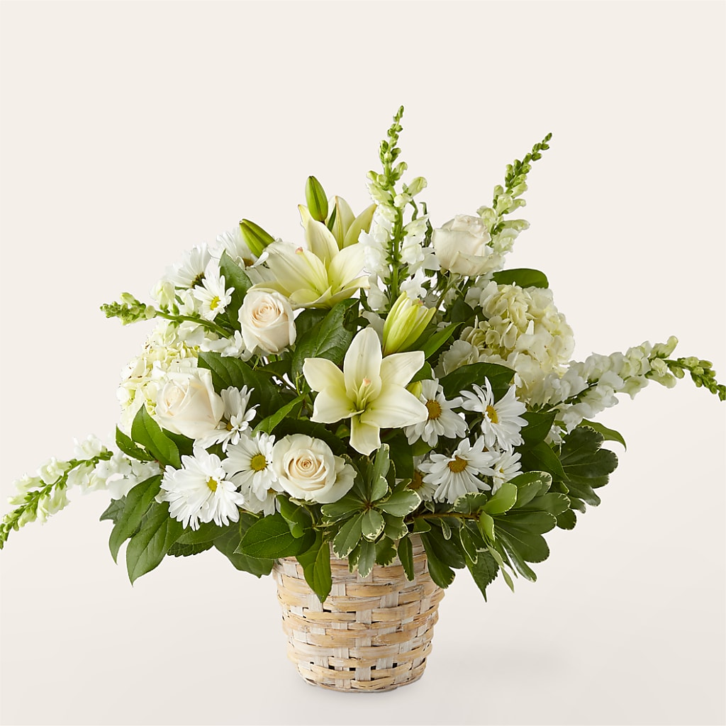 Ivory Elegance Floral Basket – Floral Design At Evergreen Llc, Princeton NC