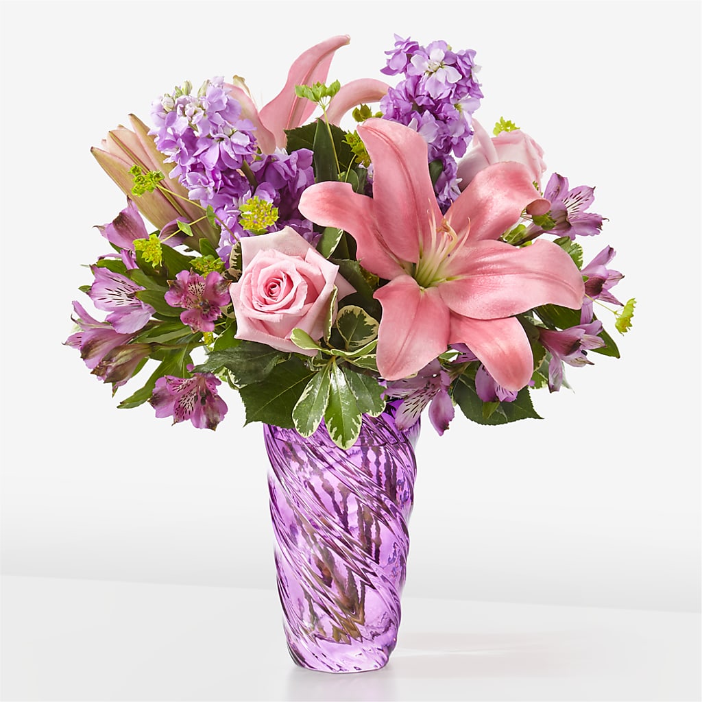 Precious Petals Bouquet with Luxe Swirl Vase – Floral Design At Evergreen Llc, Princeton NC