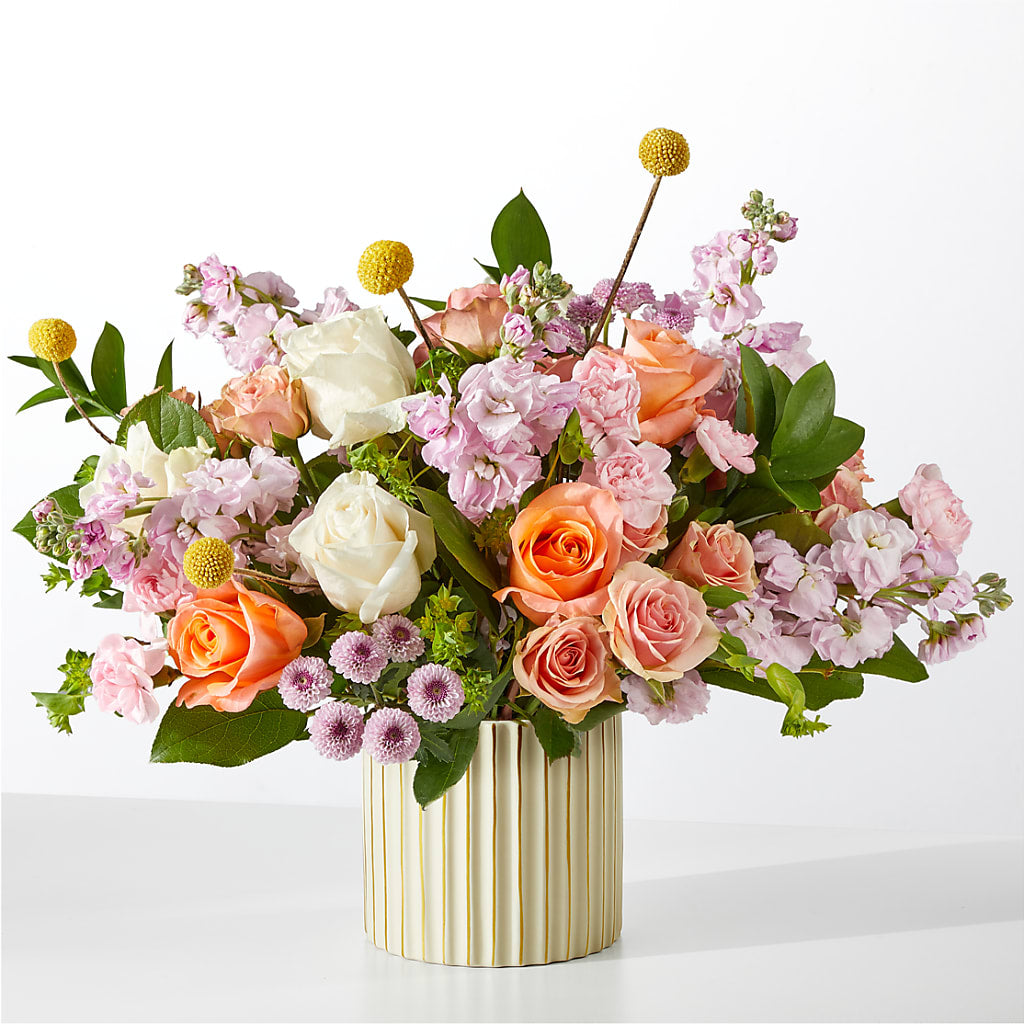 French Market Bouquet with Ivory Vase – Floral Design At Evergreen Llc, Princeton NC