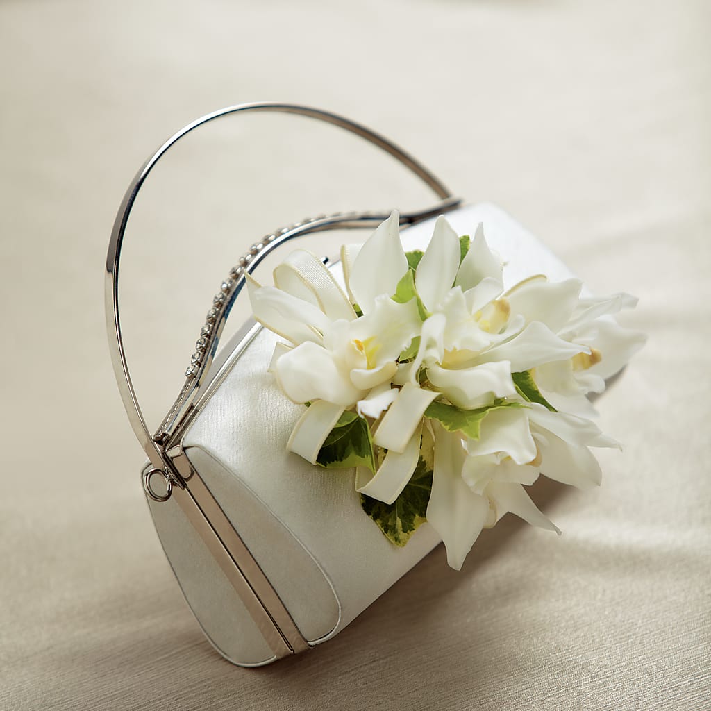 White Purse Decor – Floral Design At Evergreen Llc, Princeton NC
