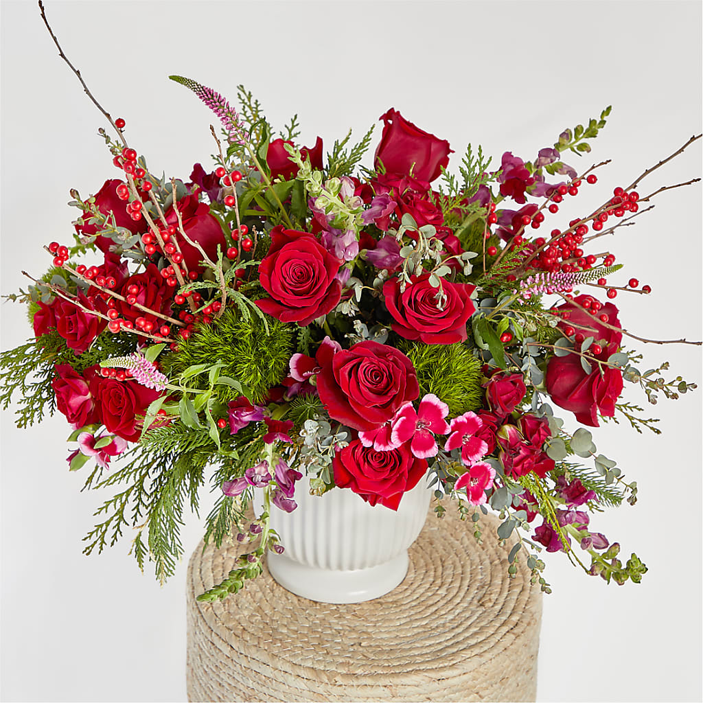 Big Red Bow Bouquet –  Floral Design At Evergreen Llc, Princeton NC