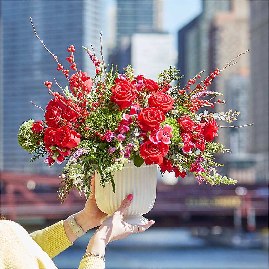 Big Red Bow Bouquet –  Floral Design At Evergreen Llc, Princeton NC