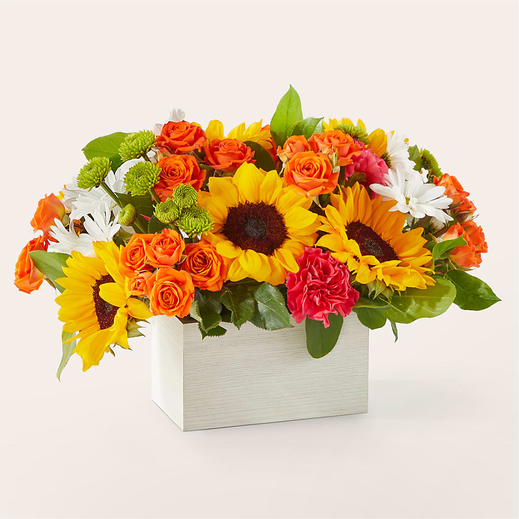 Sun-drenched Blooms Box Bouquet –  Floral Design At Evergreen Llc, Princeton NC