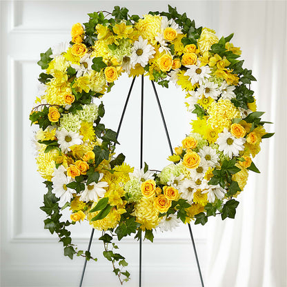 Golden Remembrance Wreath –  Floral Design At Evergreen Llc, Princeton NC