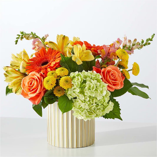 Autumn Sunshine Bouquet with Ivory Vase –  Floral Design At Evergreen Llc, Princeton NC