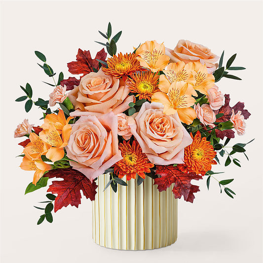 Spiced Latte Bouquet with Ivory Vase –  Floral Design At Evergreen Llc, Princeton NC