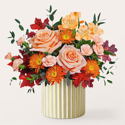 Spiced Latte Bouquet with Ivory Vase –  Floral Design At Evergreen Llc, Princeton NC