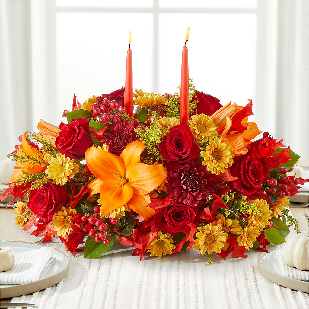Autumn's Embrace Centerpiece –  Floral Design At Evergreen Llc, Princeton NC