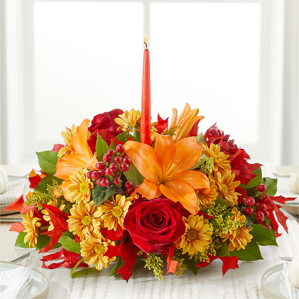 Autumn's Embrace Centerpiece –  Floral Design At Evergreen Llc, Princeton NC