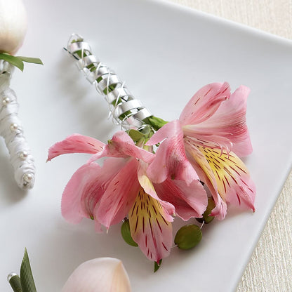 Pink Peruvian Lily Boutonniere –  Floral Design At Evergreen Llc, Princeton NC