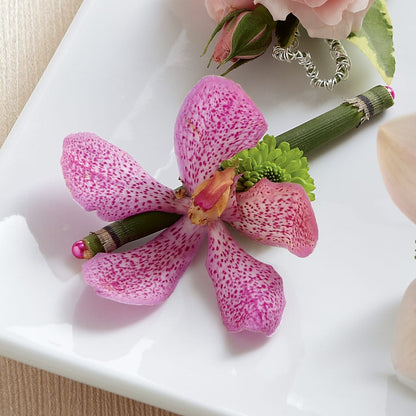 Pink Mokara Boutonniere –  Floral Design At Evergreen Llc, Princeton NC