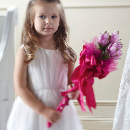 Sparkle Pink Flower Girl Bouquet –  Floral Design At Evergreen Llc, Princeton NC