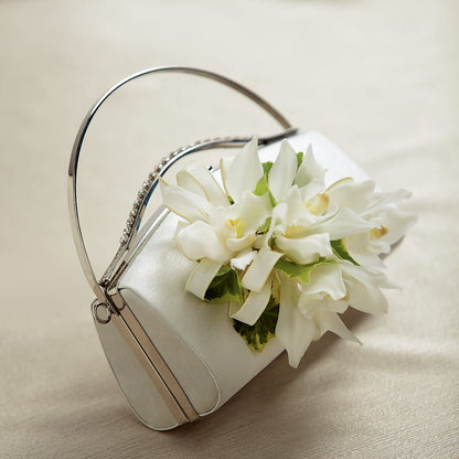 White Purse Decor –  Floral Design At Evergreen Llc, Princeton NC
