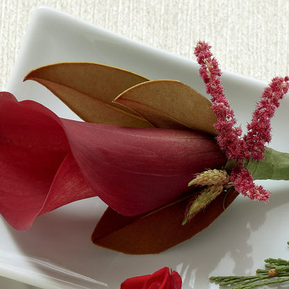 Red Calla Boutonniere –  Floral Design At Evergreen Llc, Princeton NC