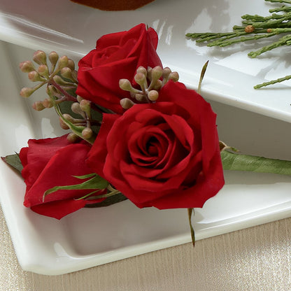 Red Spray Rose Boutonniere –  Floral Design At Evergreen Llc, Princeton NC