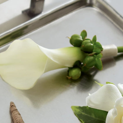 White Calla Boutonniere –  Floral Design At Evergreen Llc, Princeton NC